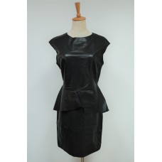 A019 ESCADA SPORT黑色皮革無袖連身短裙
